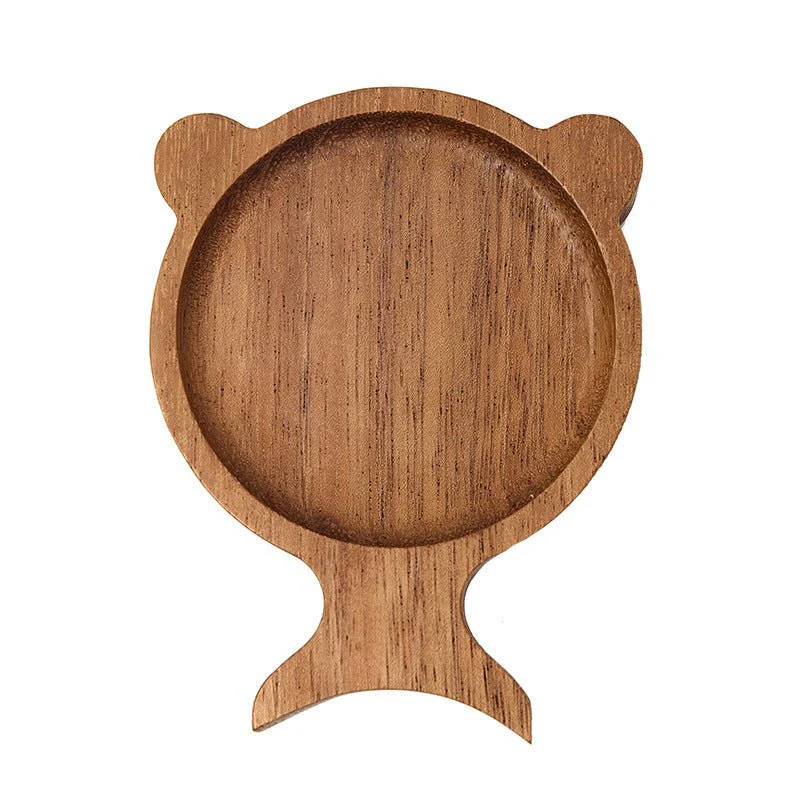Resin Art - 1 x Acacia Wood Cute Bear Tail Coaster Plate
