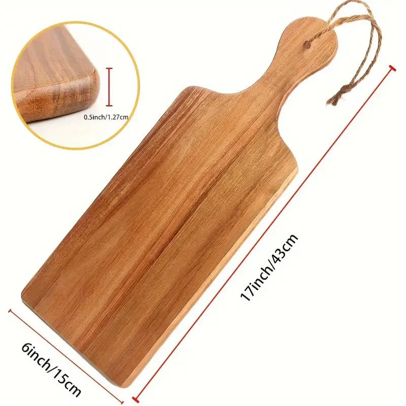 Resin Art - 1 x Acacia Wood with Handle Chopping Board 43cm - Image 2