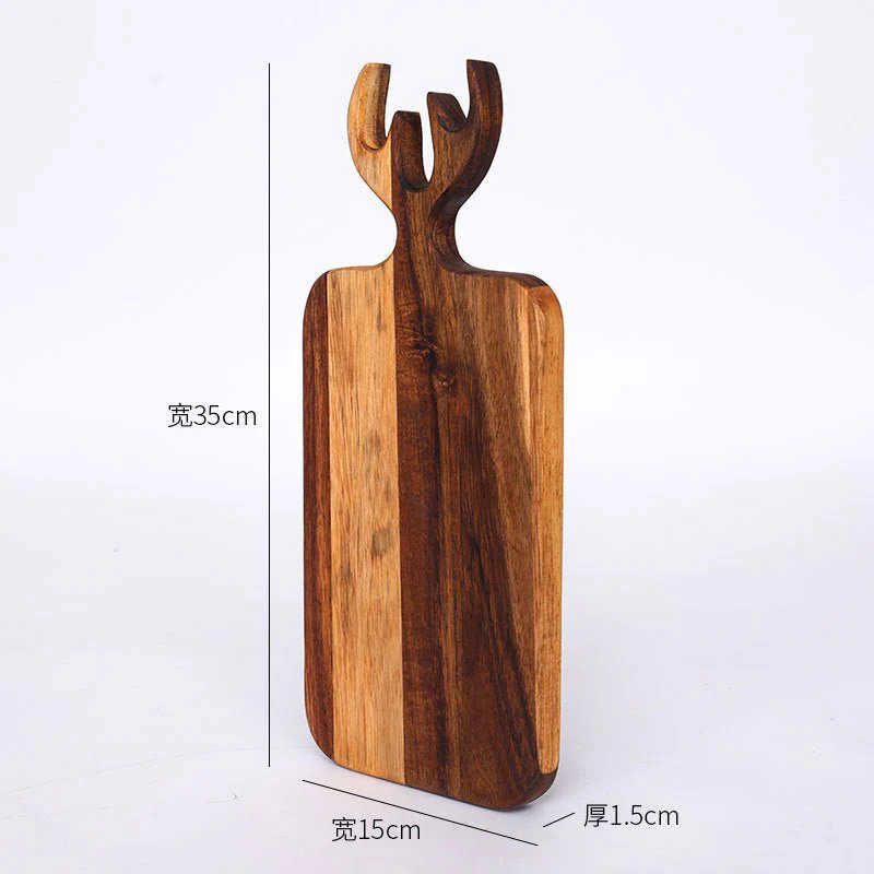 Resin Art - Wooden Acacia Large Rectangular Tray with Antler Handle 35cm x 15cm x 1.5cm x 1 - Image 2