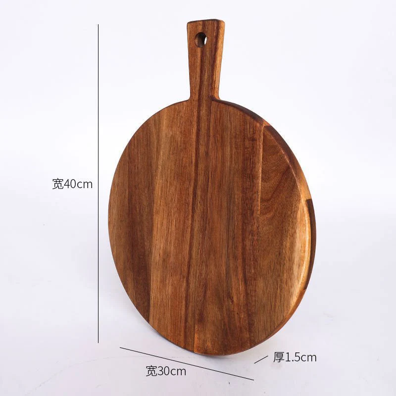 Resin Art - Wooden Acacia Large Round Tray with Handle 40cm x 30cm x 1.5cm x 1 - Image 5