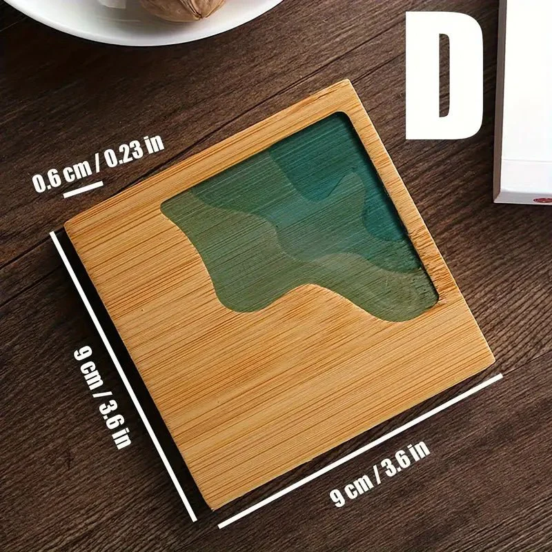 Resin Art - Wooden Bamboo Square Coaster with River Design 9.1cm x 9.1cm x 1 - Image 3