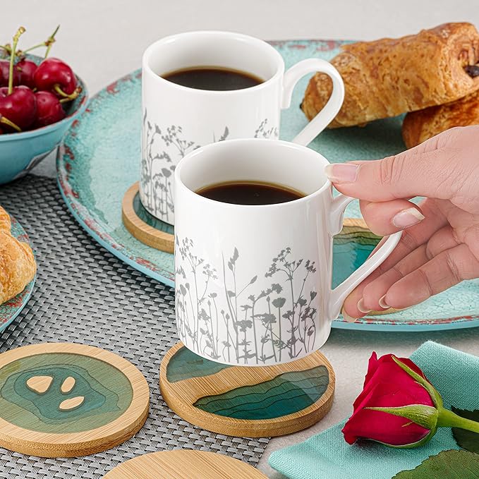 Resin Art - Wooden Bamboo Round Coaster with River Design 9.1cm x 9.1cm x 1 - Image 3