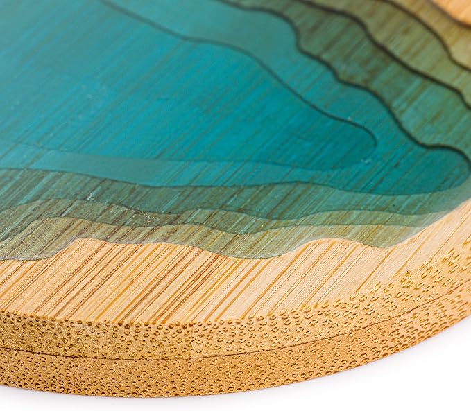 Resin Art - Wooden Bamboo Round Coaster with River Design 9.1cm x 9.1cm x1 - Image 2