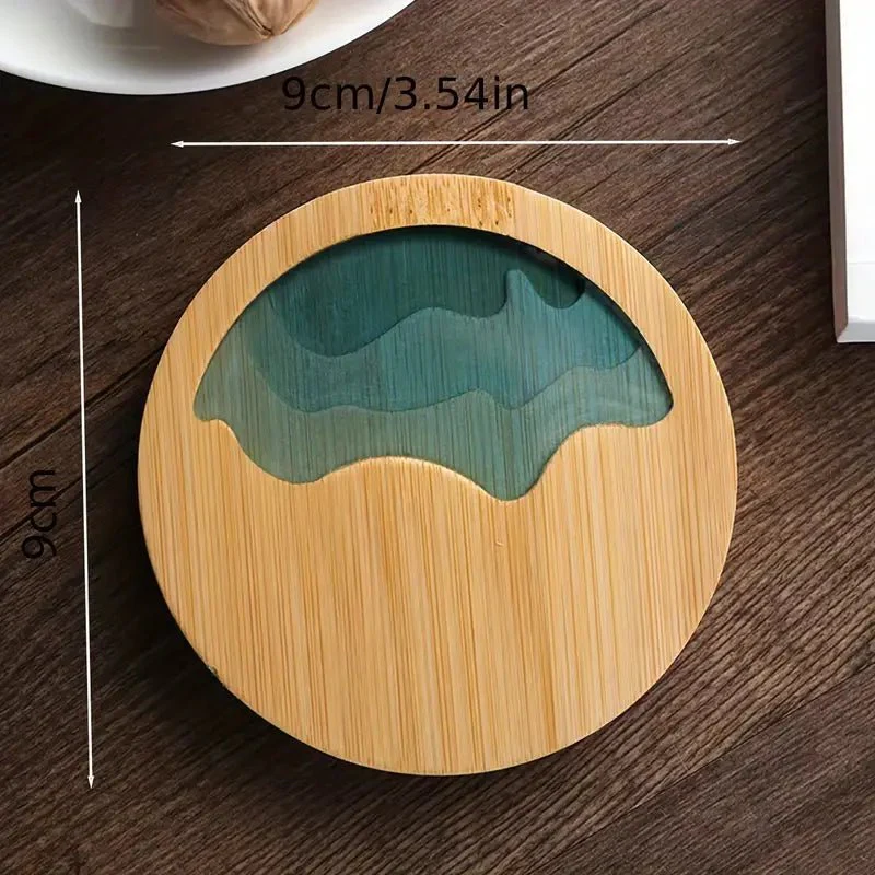 Resin Art - Wooden Bamboo Round Coaster with River Design 9.1cm x 9.1cm x 1 - Image 3