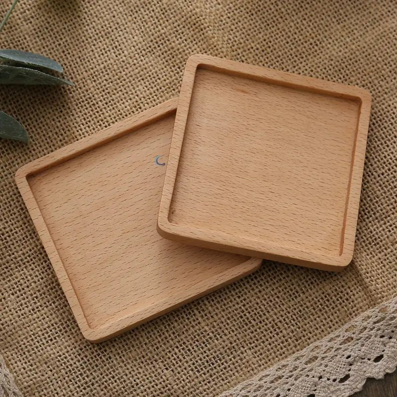 Resin Art - Wooden Beech Square Coaster with Groove Edge 8.8cm x 8.8cm x 0.8cm x 1 - Image 2