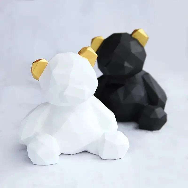 Silicone Mould - 1 x 3D Sitting Geometric Sitting Bear Mould 6.7cm x 6.5cm - Image 4