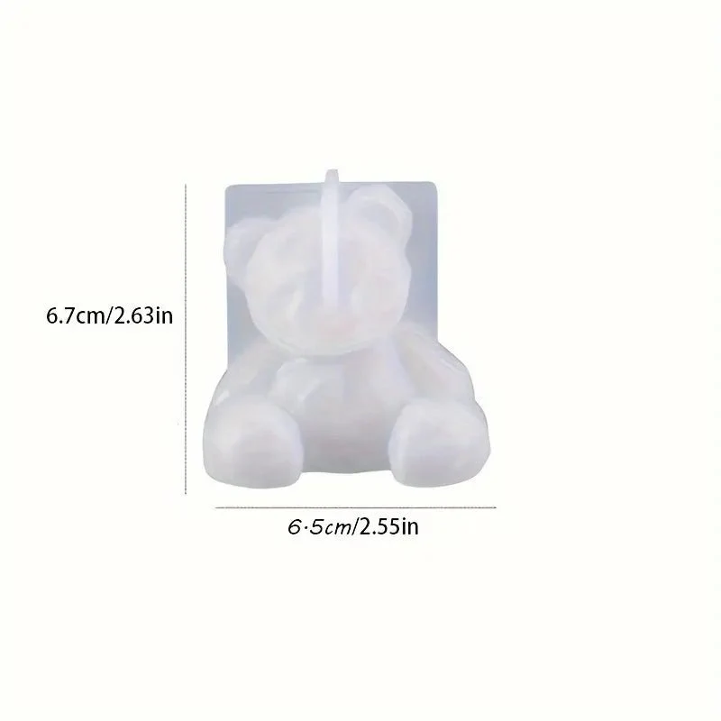 Silicone Mould - 1 x 3D Sitting Geometric Sitting Bear Mould 6.7cm x 6.5cm - Image 6