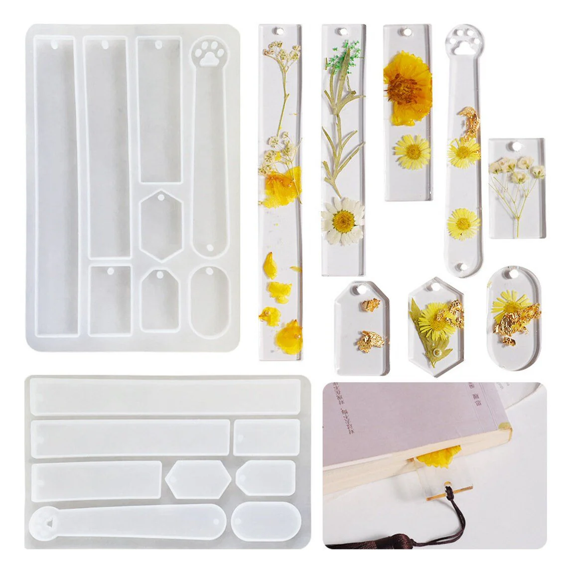 Silicone Mould - 1 x 8pc Various Bookmark Mould