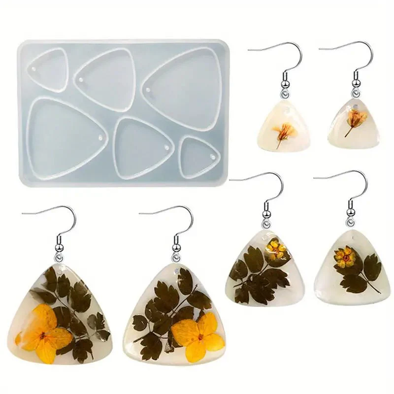 Silicone Mould - 1 x 6 Various Triangle Geometric Shape Earring Mould 10.5cm x 7.4cm