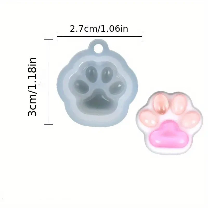 Silicone Mould - 1 x Cat Paw Print Keyring Tag Mould 3cm x 2.7cm - Image 4