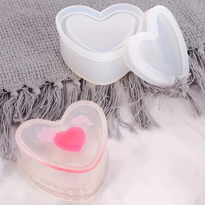 Silicone Mould - 1 x Heart Storage Jewellery Trinket Jar 8cm x 3.7cm