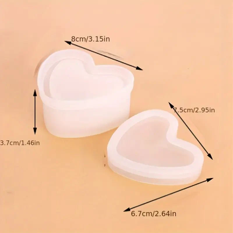 Silicone Mould - 1 x Heart Storage Jewellery Trinket Jar 8cm x 3.7cm - Image 2