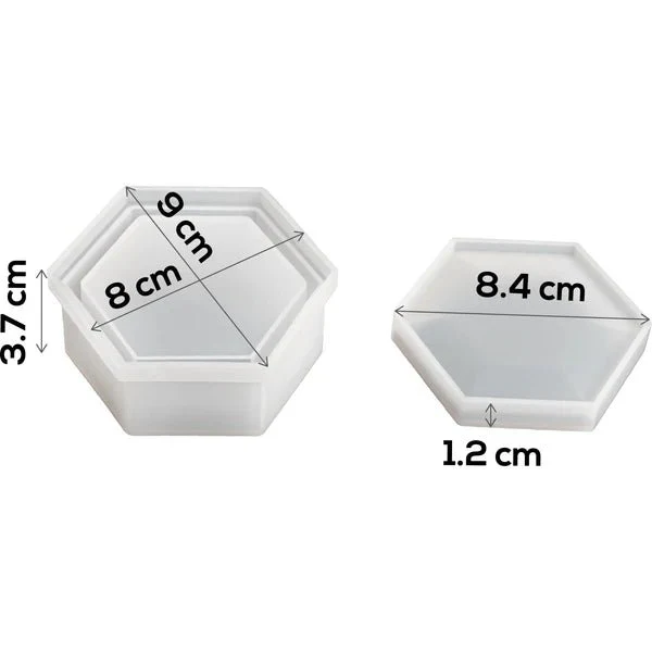 Silicone Mould - 1 x Hexagon Storage Jewellery Trinket Jar 9cm x 8cm x 3.7cm - Image 5