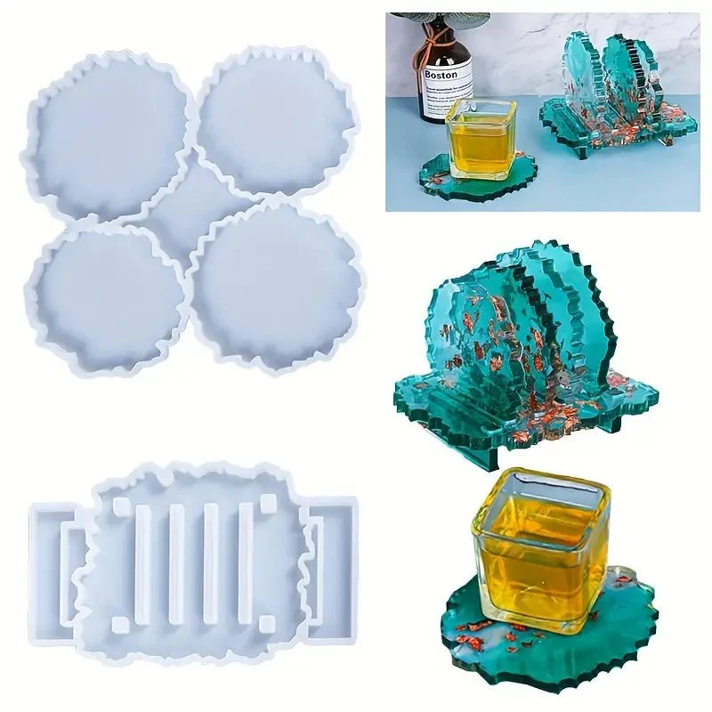 Silicone Mould - 1 x Irregular Geode Coaster & Stand Mould 20cm x 19cm - Image 2