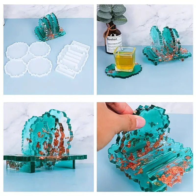 Silicone Mould - 1 x Irregular Geode Coaster & Stand Mould 20cm x 19cm - Image 3