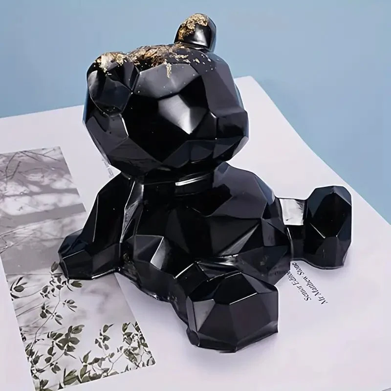 Silicone Mould - 1 x Large 3D Geometric Sitting Phone Holder Bear Mould 10cm x 9cm x 8.5cm - Image 2