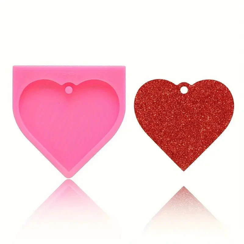 Silicone Mould - 1 x Large Heart Keyring Tag 8cm x 8cm x 0.8cm - Image 3
