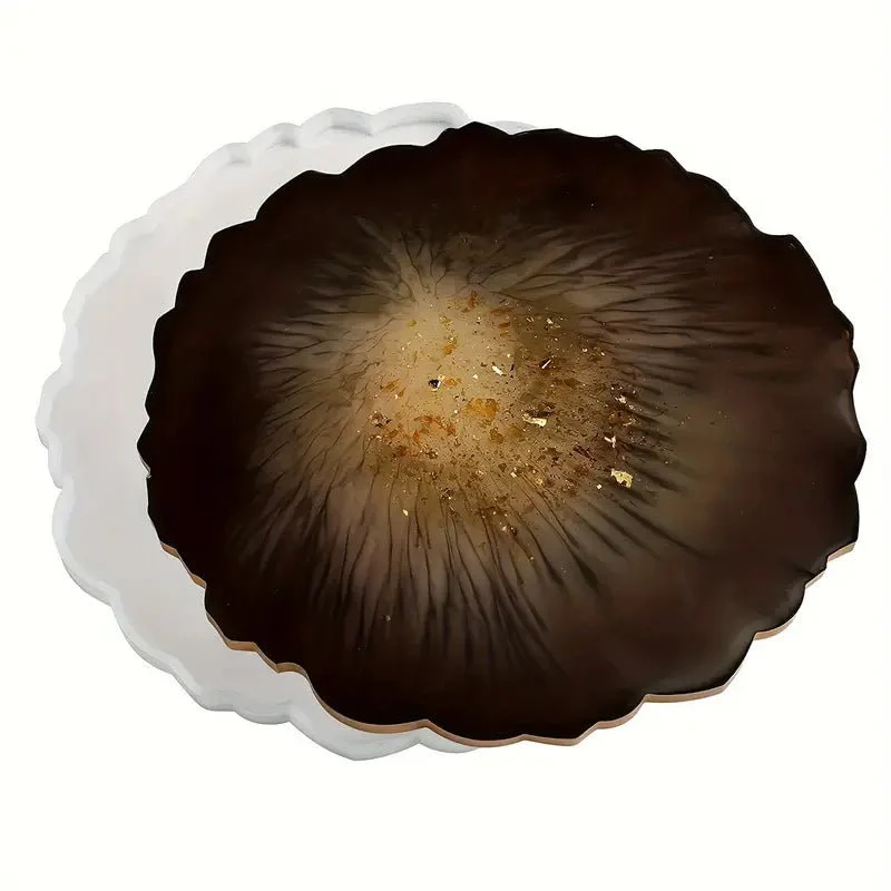 Silicone Mould - 1 x Large Round Irregular Geode Tray Table Mould 33.5cm x 33cm - Image 3