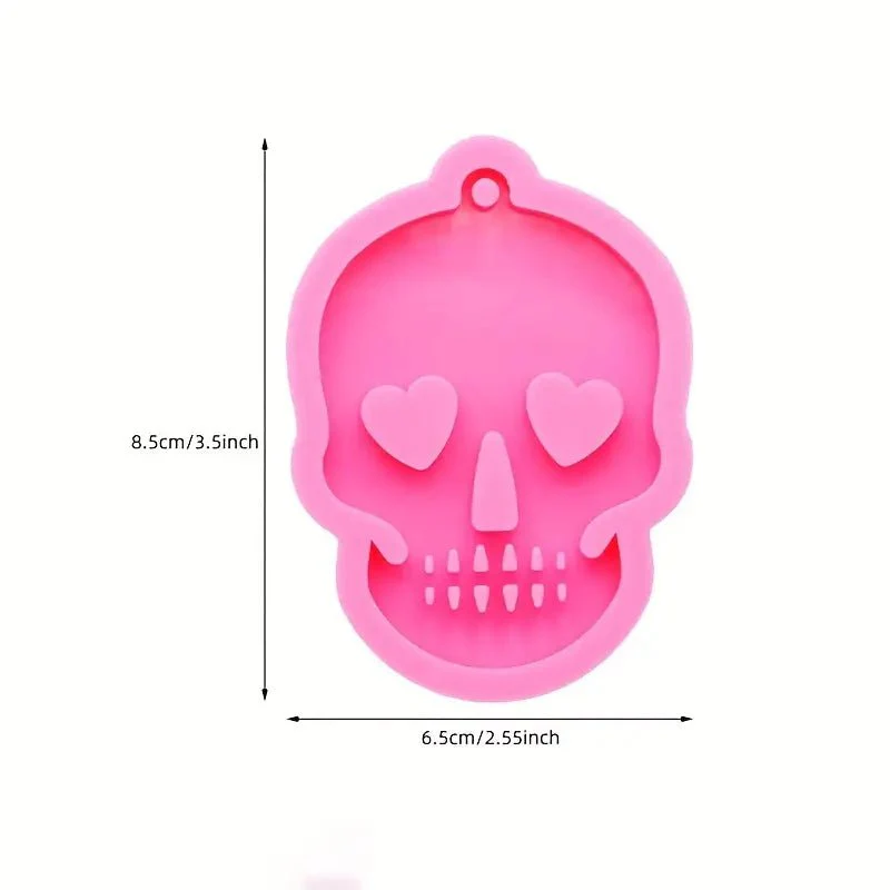 Silicone Mould - 1 x Large Skull Heart Keyring Tag Mould 6.5cm x 9cm x 1.2cm - Image 2