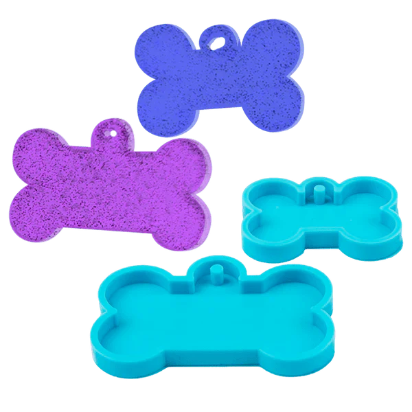 Silicone Mould - 1 x Large & Small Dog Bone Pet Tag Mould - Image 2
