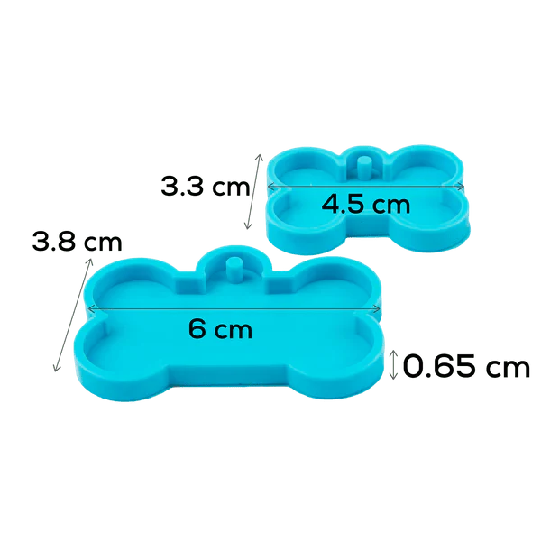 Silicone Mould - 1 x Large & Small Dog Bone Pet Tag Mould - Image 3