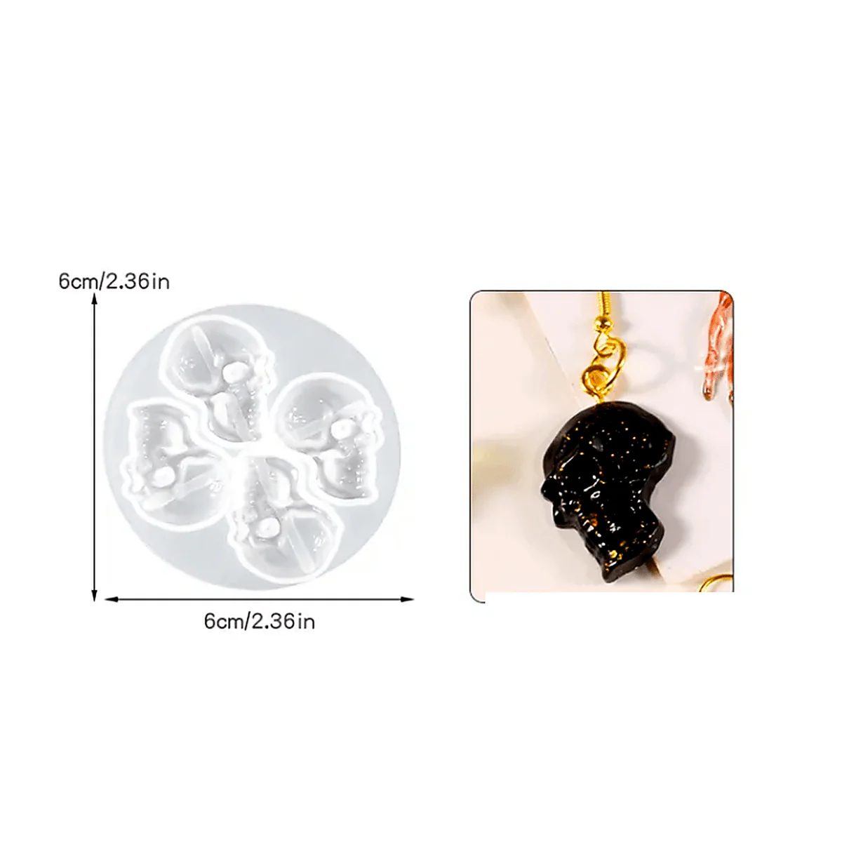 Silicone Mould - 1 x 4pc Skull Earring Keyring Mould