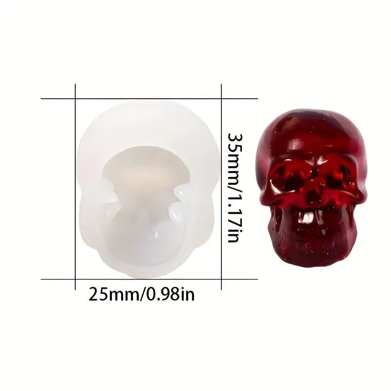 Silicone Mould - 1 x Mini 3D Skull Casing Mould 3.5cm x 2.5cm - Image 3