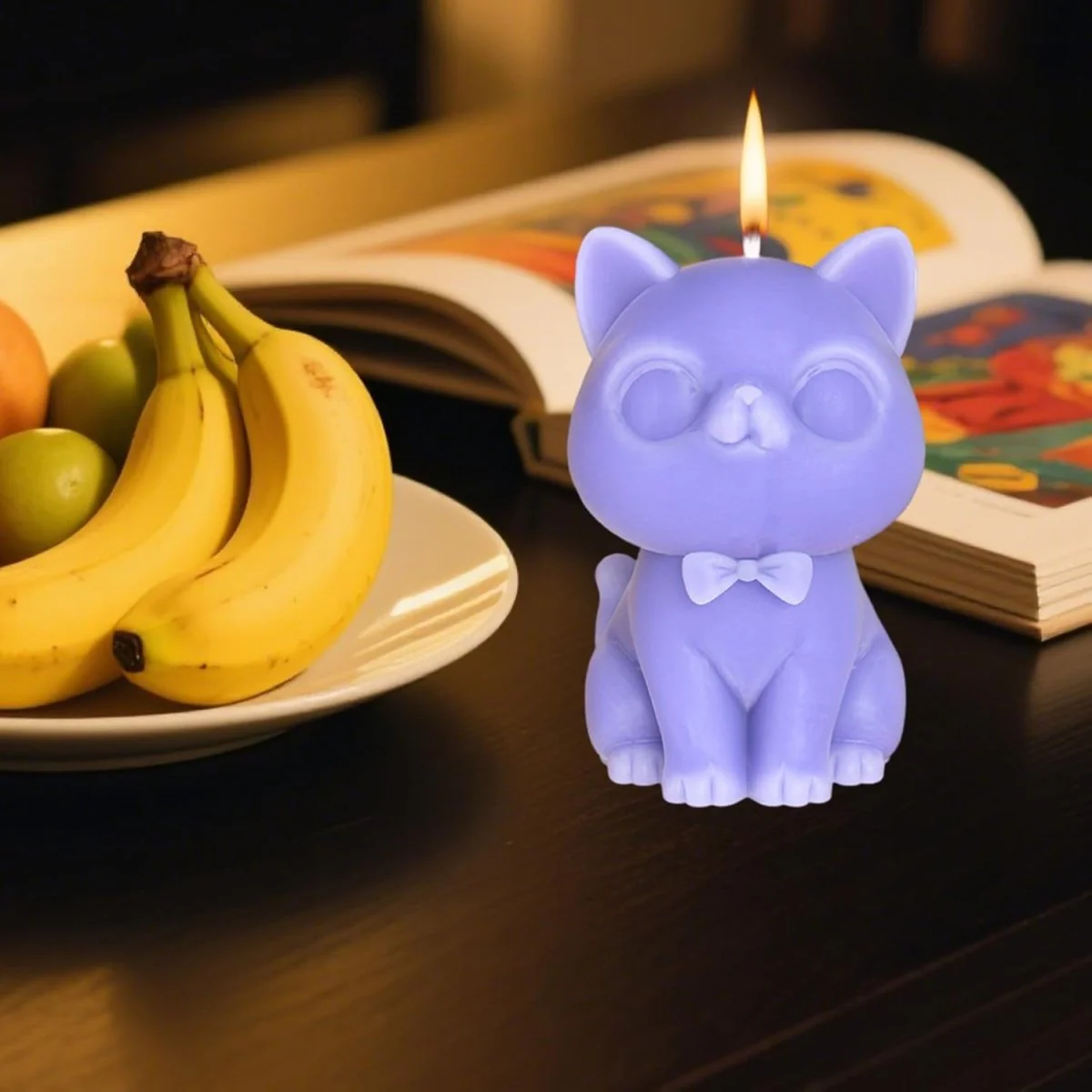 Silicone Mould - 1 x Silicone 3D Cat with Bow Mould