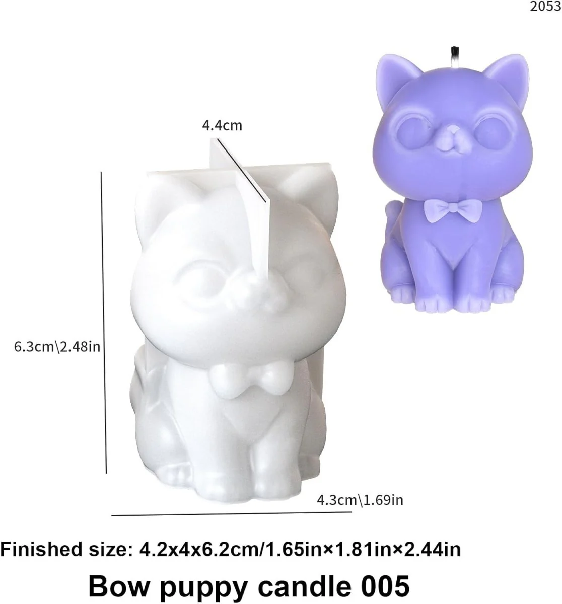 Silicone Mould - 1 x Silicone 3D Cat with Bow Mould - Image 2