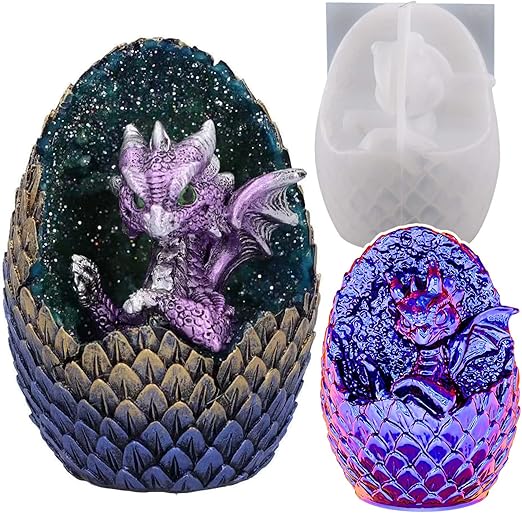 Silicone Mould - 1 x Silicone 3D Dragon Hatching Egg Mould