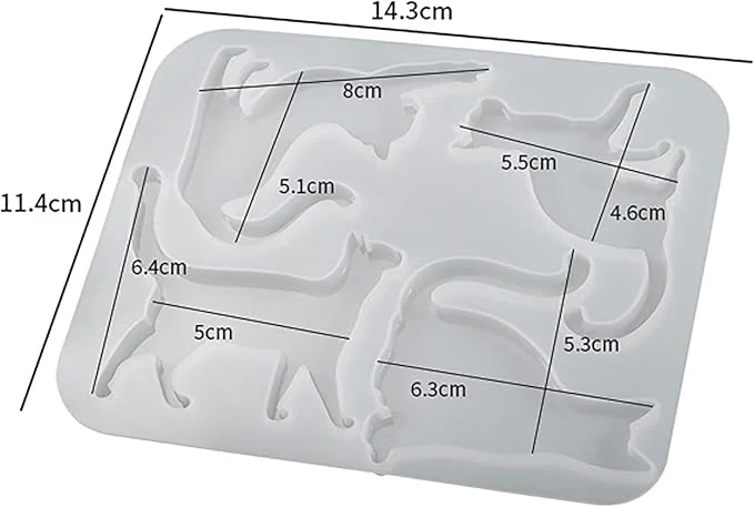 Silicone Mould - 1 x Silicone 4pc Various Cat Pin Mould - Image 3