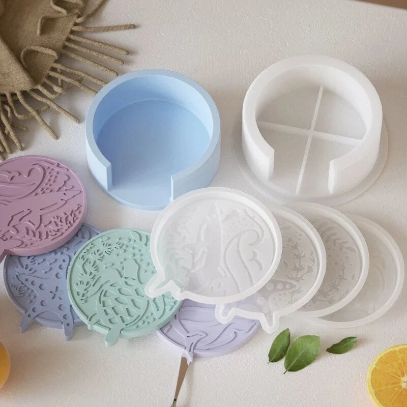 Silicone Mould - 1 x Silicone 5pc Ocean Theme Coaster Set with Stand Mould