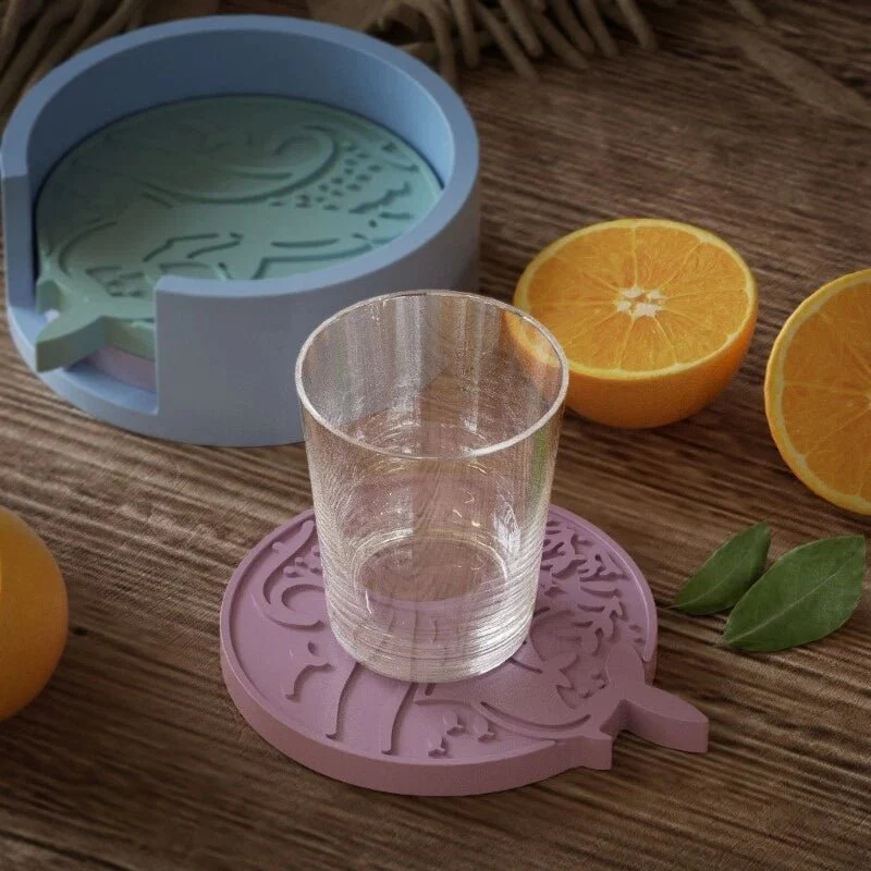 Silicone Mould - 1 x Silicone 5pc Ocean Theme Coaster Set with Stand Mould - Image 3