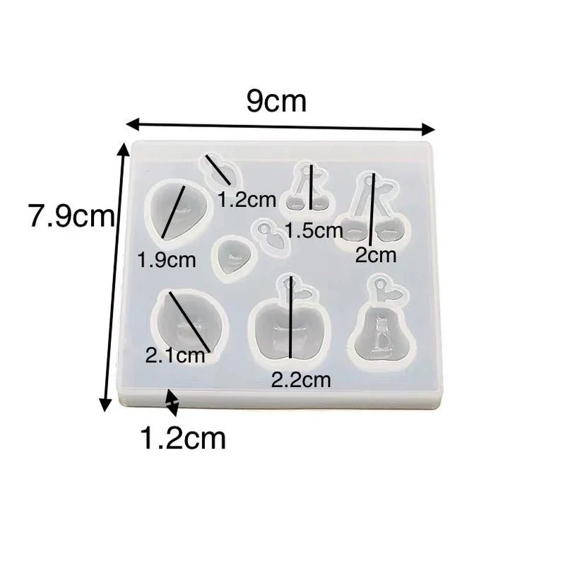 Silicone Mould - 1 x Silicone 9pc Various Fruit Keyring Mould - Image 2