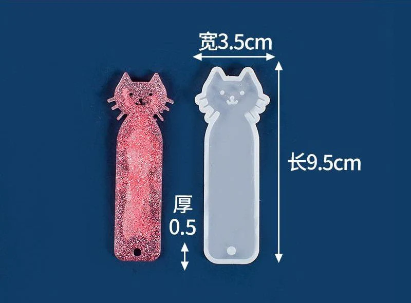 Silicone Mould - 1 x Silicone Cat Bookmark Keyring Mould - Image 2
