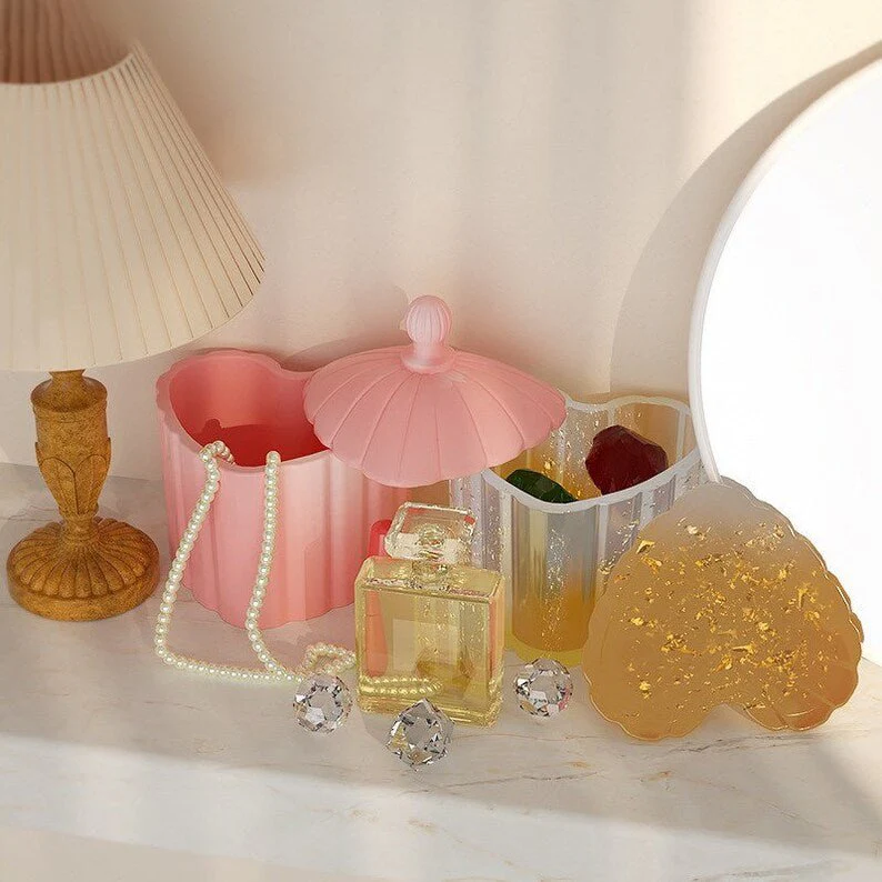 Silicone Mould - 1 x Silicone Heart with Lid Storage Jar Mould