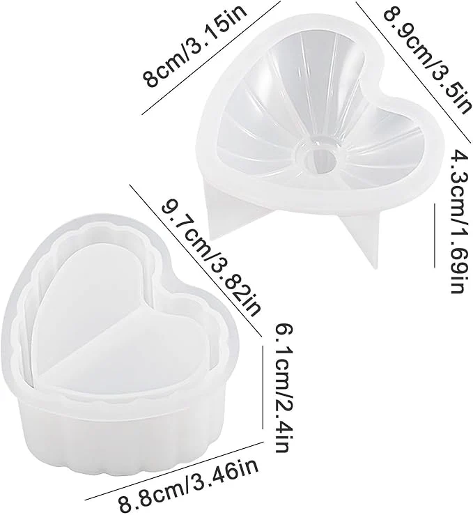 Silicone Mould - 1 x Silicone Heart with Lid Storage Jar Mould - Image 4