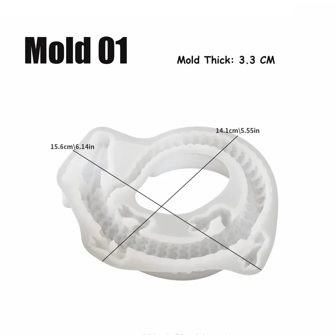 Silicone Mould - 1 x Silicone Large 3D Long Tail Dragon Mould - Image 2