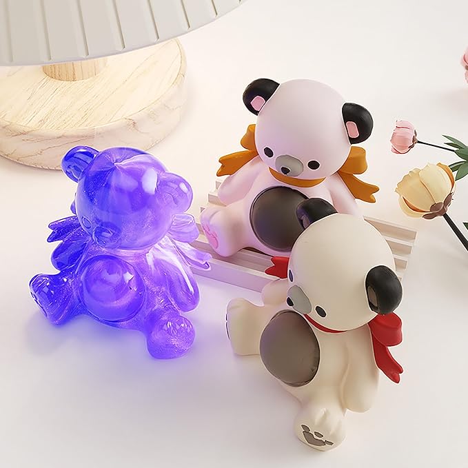 Silicone Mould - 1 x Silicone Sitting 3D Bear with Heart Mould
