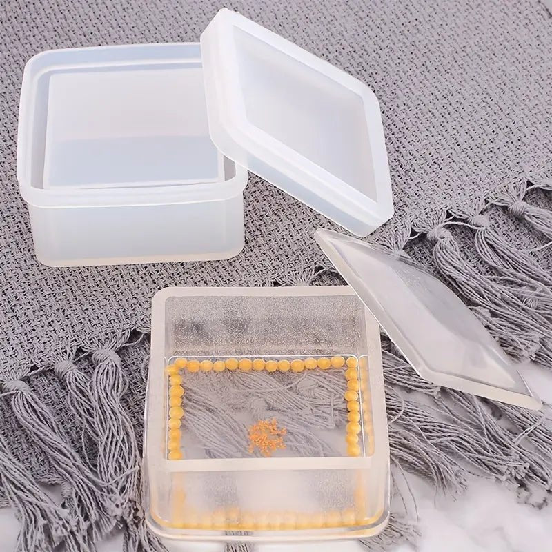 Silicone Mould - 1 x Square Storage Jewellery Trinket Jar 8cm x 8cm x 3.7cm - Image 2