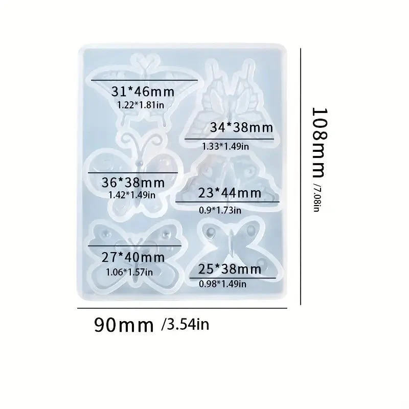 Silicone Mould - 6 in 1 Butterfly Mould 9cm x 10.8cm - Image 3