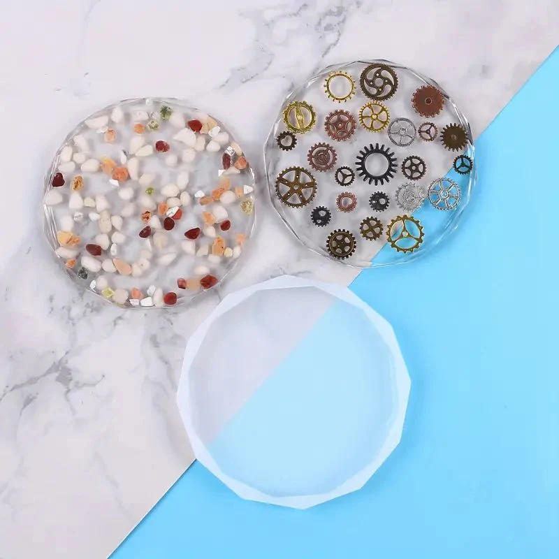 Silicone Mould - Large Diamond Edged Round Coaster 13cm x 13cm x 1.3cm