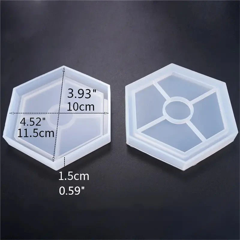Silicone Mould - Hexagon Edged Coaster 9.5cm x 11cm x 1.5cm - Image 4