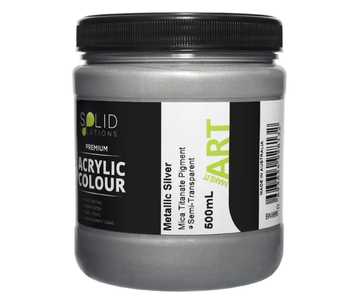 Acrylic Paint | Metallic Silver - 500ml - Image 3