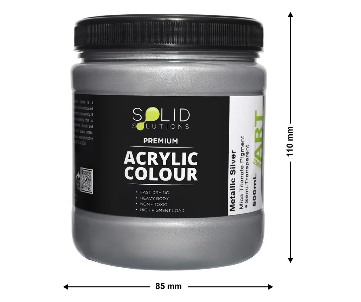 Acrylic Paint | Metallic Silver - 500ml - Image 4
